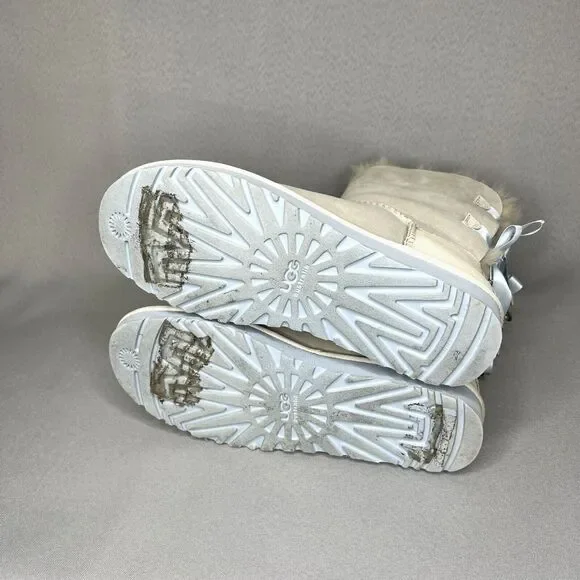 Women's 9 UGG Boots Bailey Bow I DO Crystal Shimmer White Silver Baby Blue RARE - Picture 16 of 16